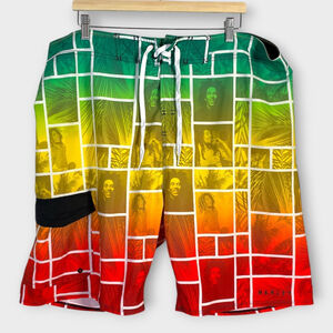 Bob Marley Board Shorts Mens 40 Swim Trunks Unlined Beachwear Vacation Cruise